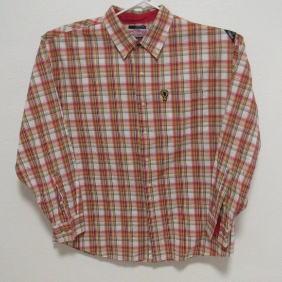 Gilyard MFG Shirt Long Sleeve Casual Plaid Button Down Red Men's size XXL 2XL - Picture 2 of 8